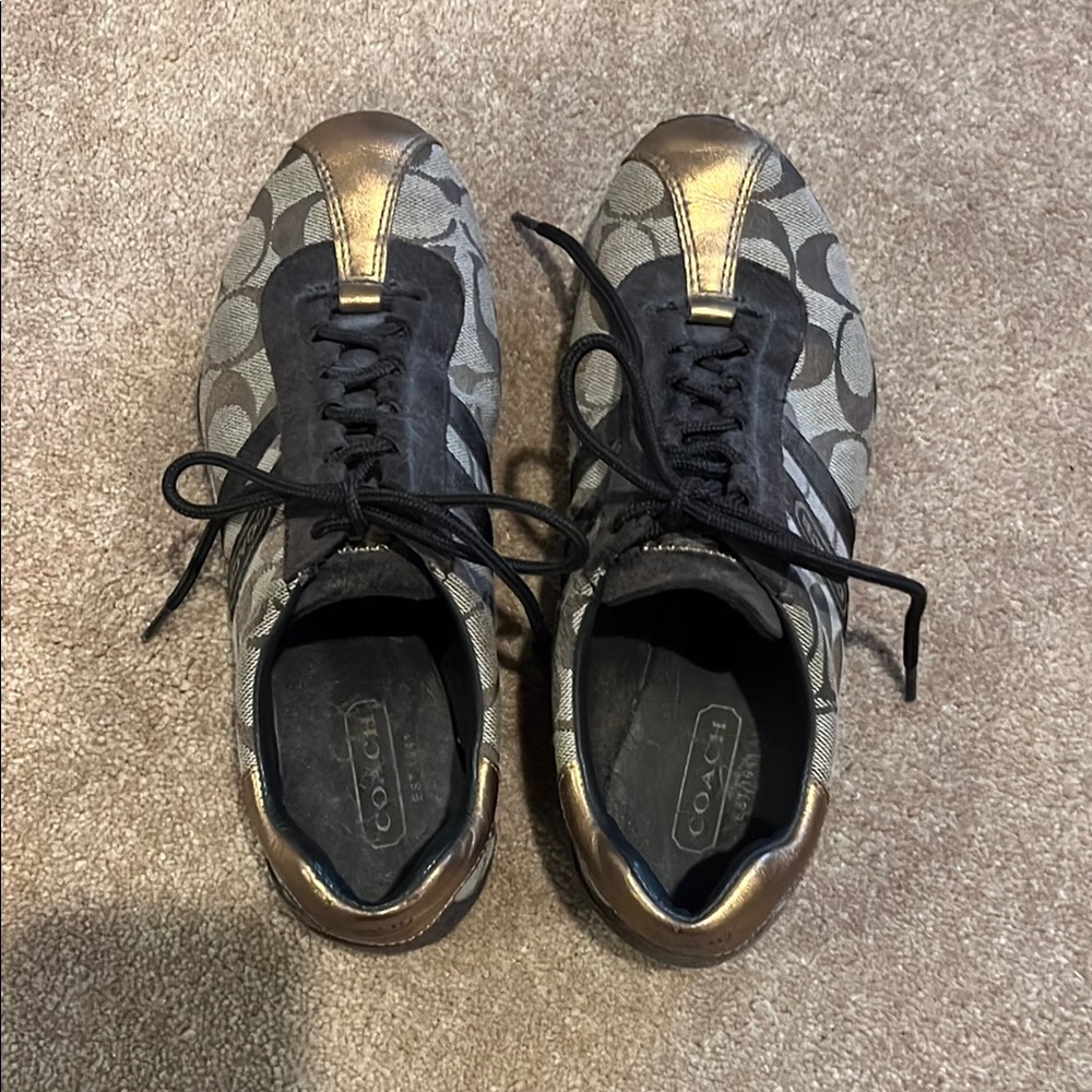 Coach Black and Gold Sneakers with Sleek Design